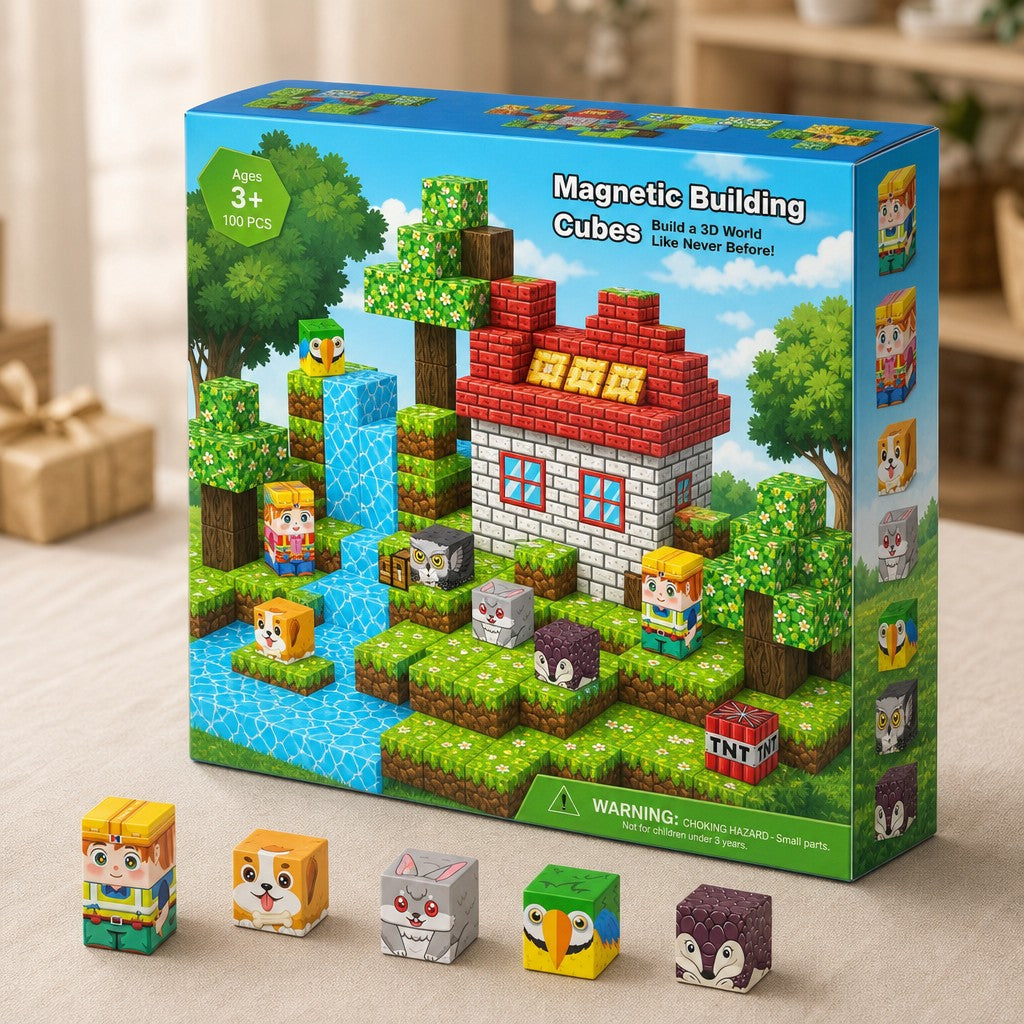 Waterfall Cabin magnetic building cubes box