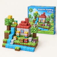 Waterfall Cabin magnetic building cubes set with its box