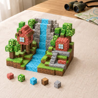 Wild Forest magnetic building cubes, 150 cubes set built on a table