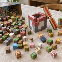 Windmill Farm magnetic cubes spread on the table, build in progress