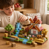 Child building the Windmill Farm set with magnetic cubes