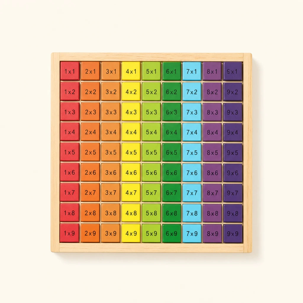 Multiplication Table Board – Wooden Math Learning shown complete on a plain background