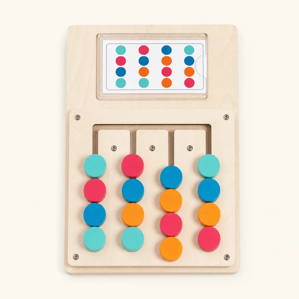 Pattern Matching Game – Wooden Logic Puzzle shown complete on a plain background