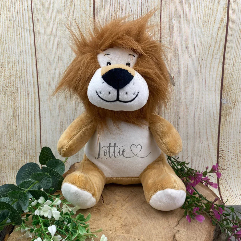 Plush lion embroidered with a personalised name