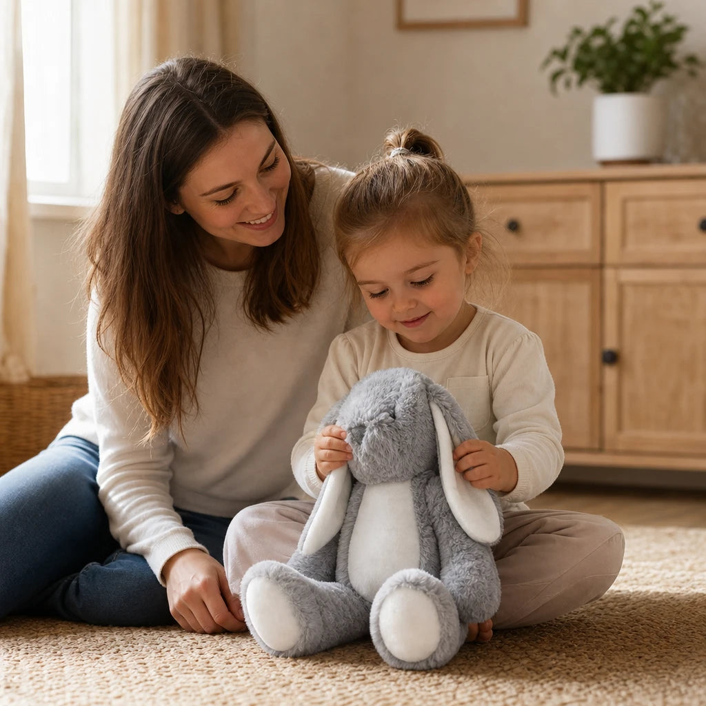 Child playing with the Personalized Bunny with Custom Name