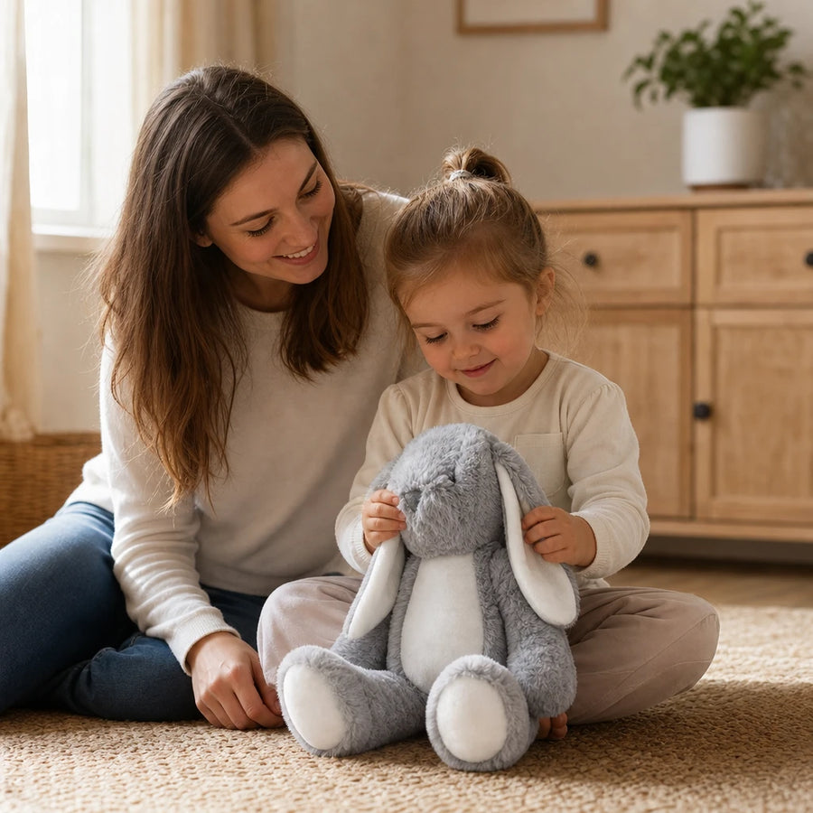 Child playing with the Personalized Bunny with Custom Name