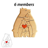 Six-member bear puzzle configuration with name placement guide