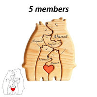Five-member bear puzzle configuration with name placement guide