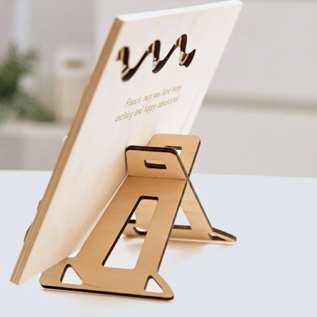 Wooden easel stand supplied with the name puzzle