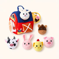 Plush Farm Playset with Soft Barn & 6 Animals shown complete on a plain background
