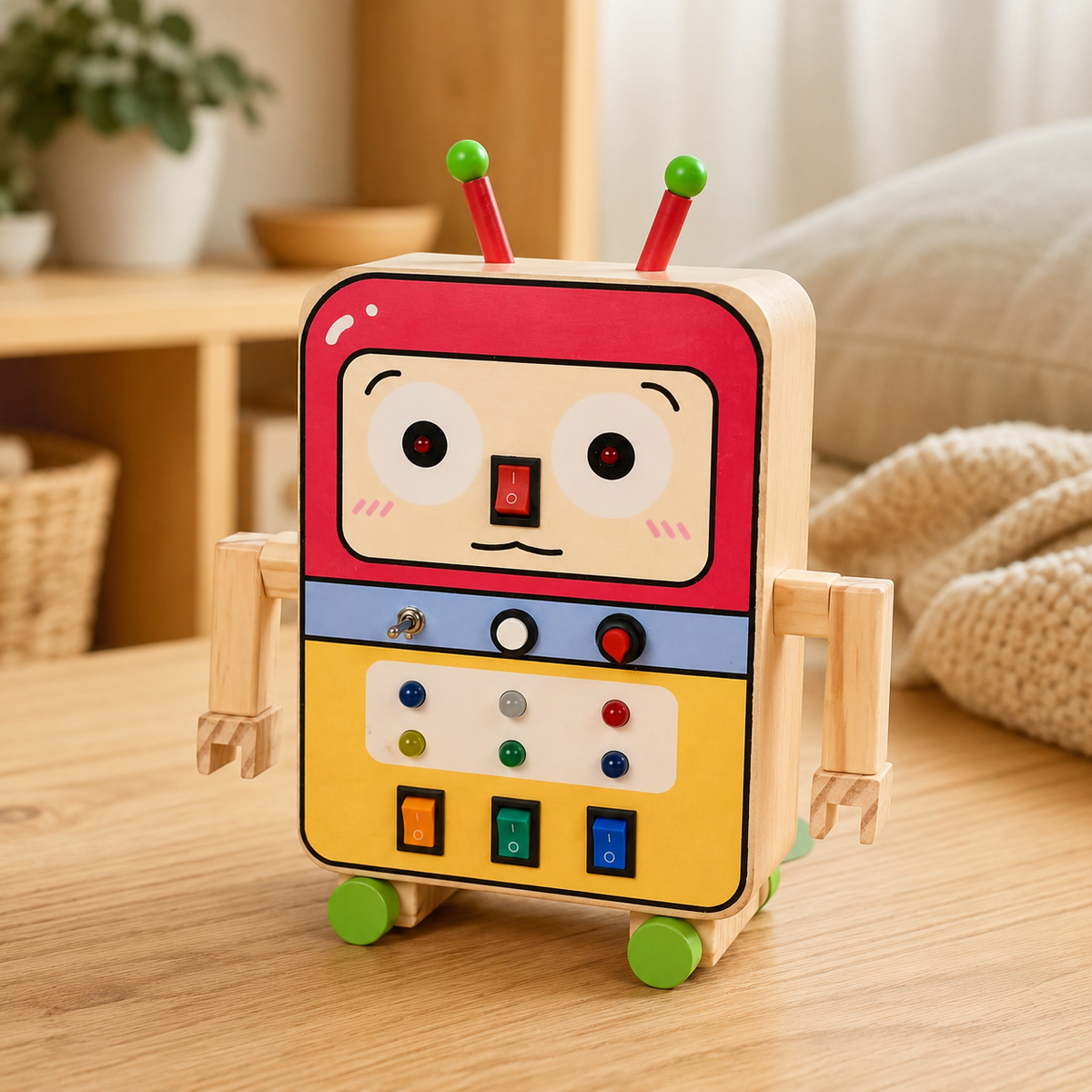 Robot Busy Board with LED Switches - objet surface réelle