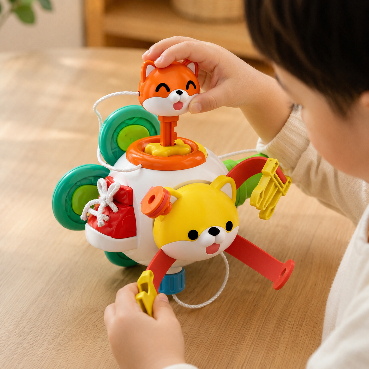 Sensory Activity Ball Fox & Puppy Montessori - utilisation close up