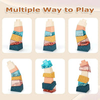Six ways to stack and nest the textured sensory blocks