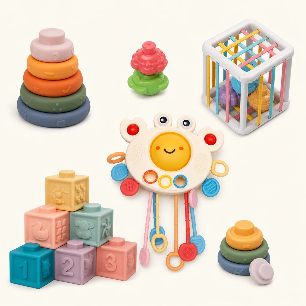 Sensory Toys Baby 4-in-1 Montessori Set shown complete on a plain background