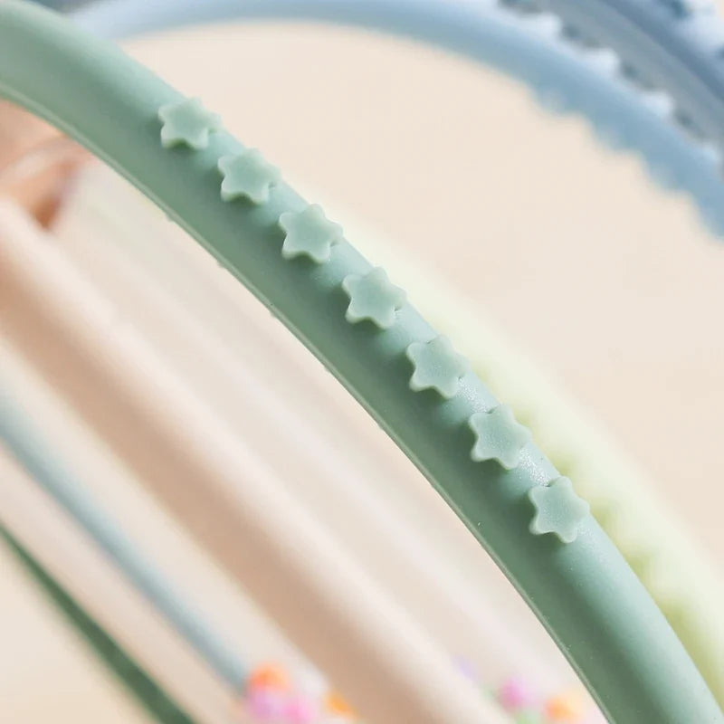 Close-up of the rattle's textured silicone ribs
