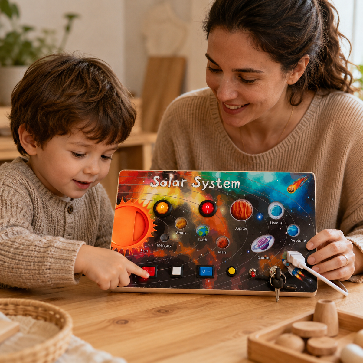 Solar System Busy Board LED Light Toy - utilisation