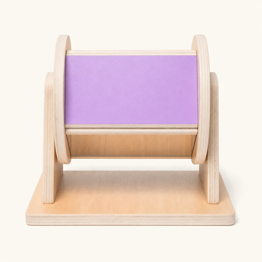 Spinning Drum Toy Montessori Wooden Sensory — complete set on a neutral background