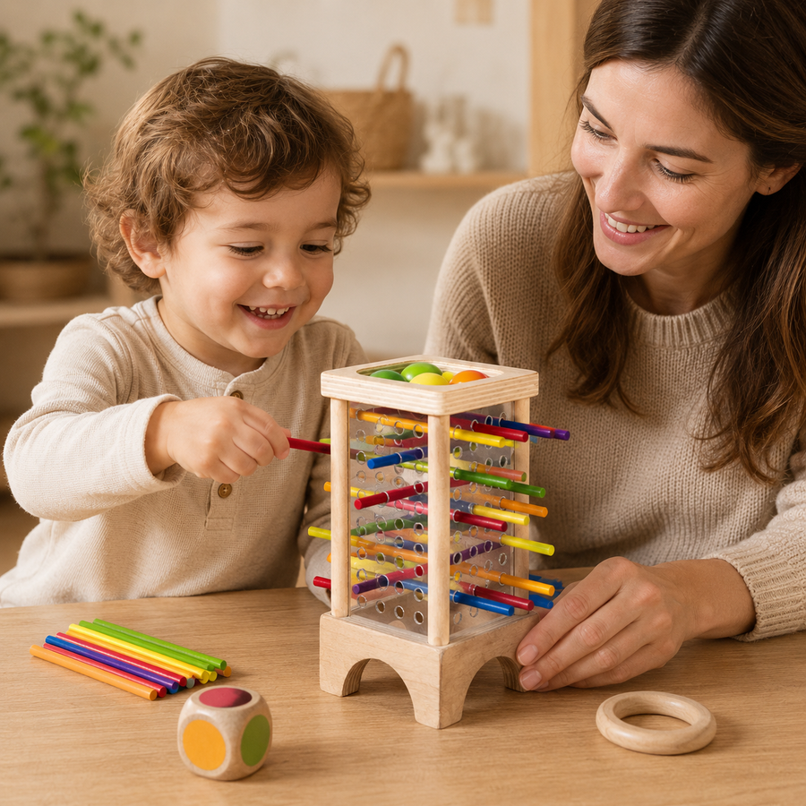 Stick Pulling Game Wooden Montessori Tower - utilisation