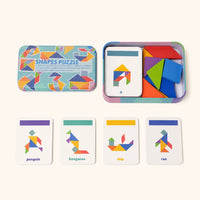 Tangram Puzzle with 50 Pattern Cards shown complete on a plain background