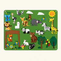 Toddler Felt Board Zoo Space Adventure Set shown complete on a plain background