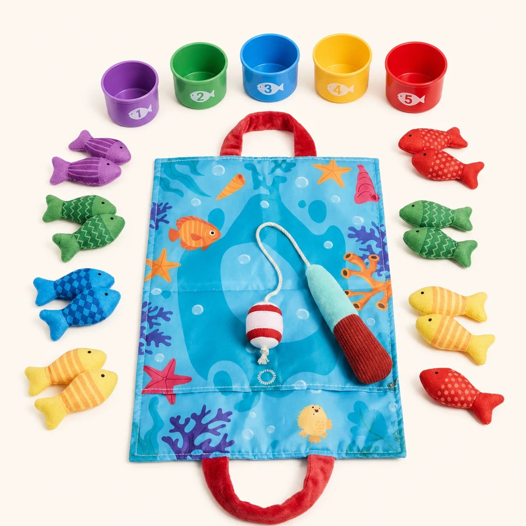 Toddler Fishing Toy Magnetic Counting Set shown complete on a plain background