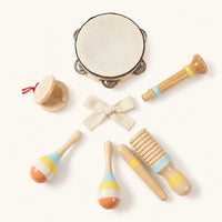 Toddler Musical Instruments Set - 6 Piece Wooden shown complete on a plain background