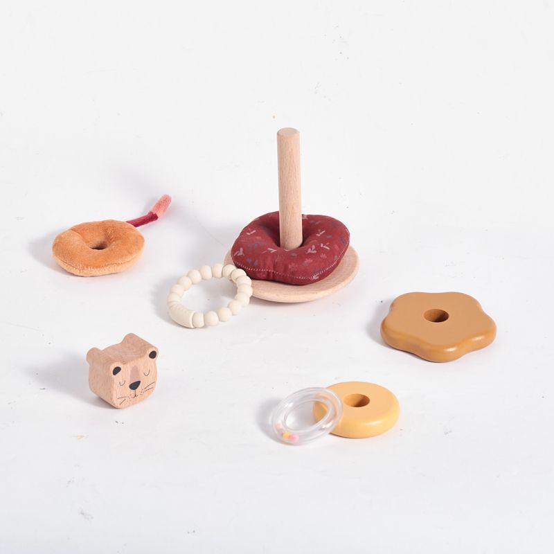 Stacking ring components with bear head and teether ring