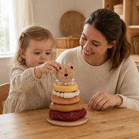 Child playing with the Toddler Stacking Rings Wooden Sensory Set