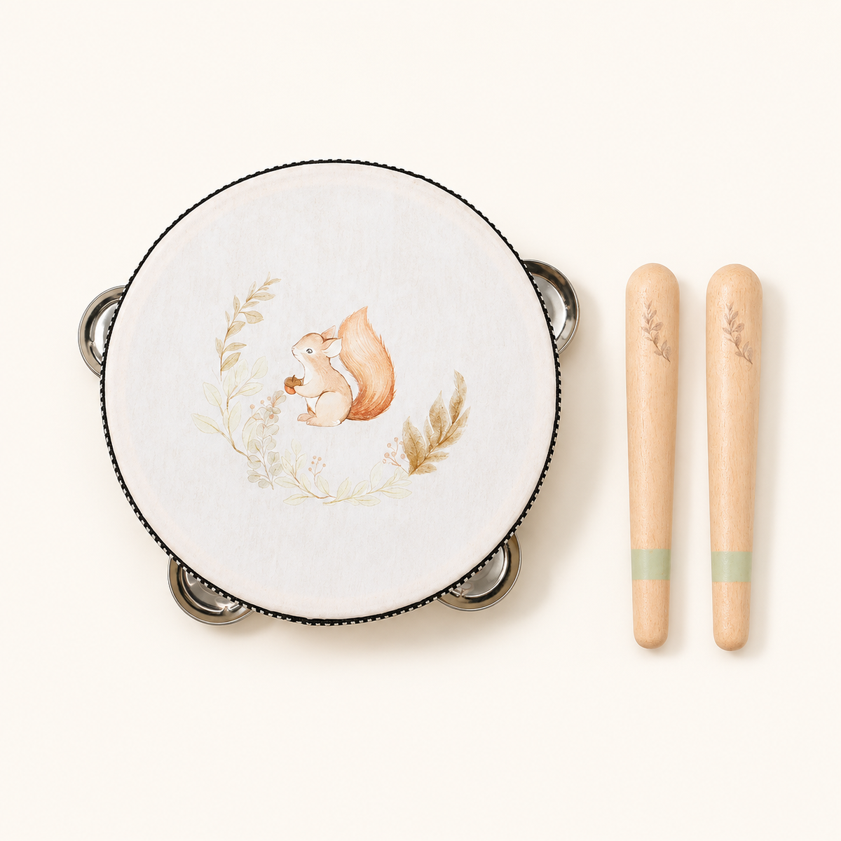 Toddler Tambourine Set with Wooden Rhythm Sticks - image principale