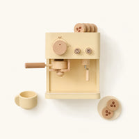 Toy Coffee Machine Wooden Barista Play Set shown complete on a plain background
