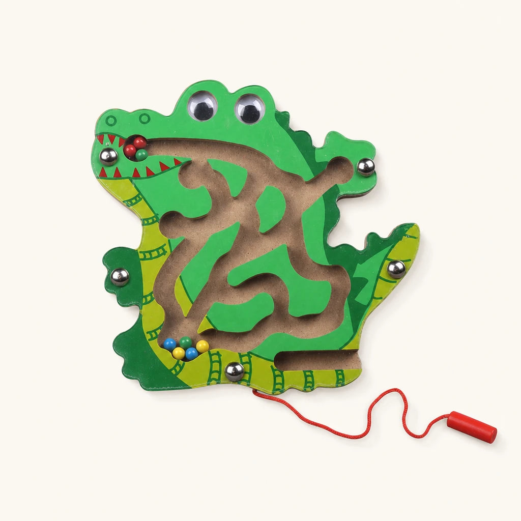 Wooden Animal Maze Crocodile Design shown complete on a plain background