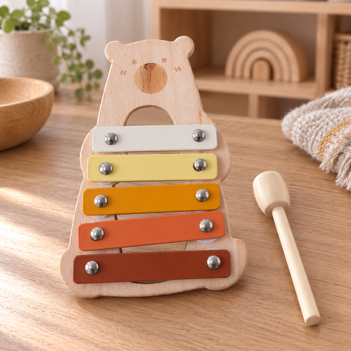 Wooden Bear Xylophone Musical Toy - objet surface réelle