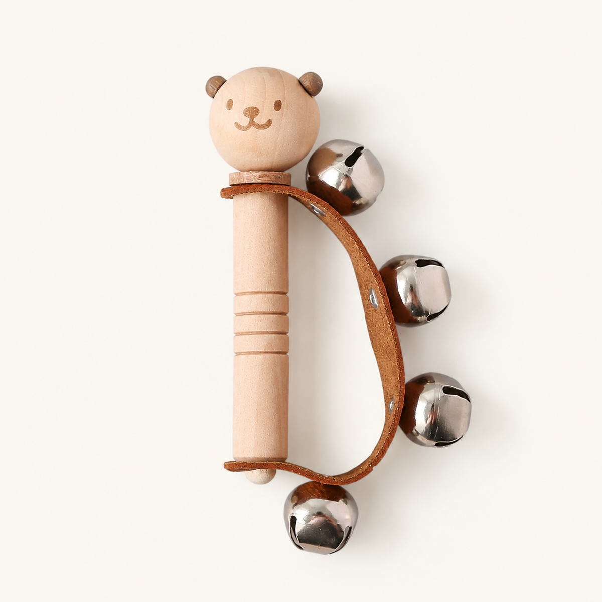 Wooden Bell Rattle Bear Design Musical Toy — view 2