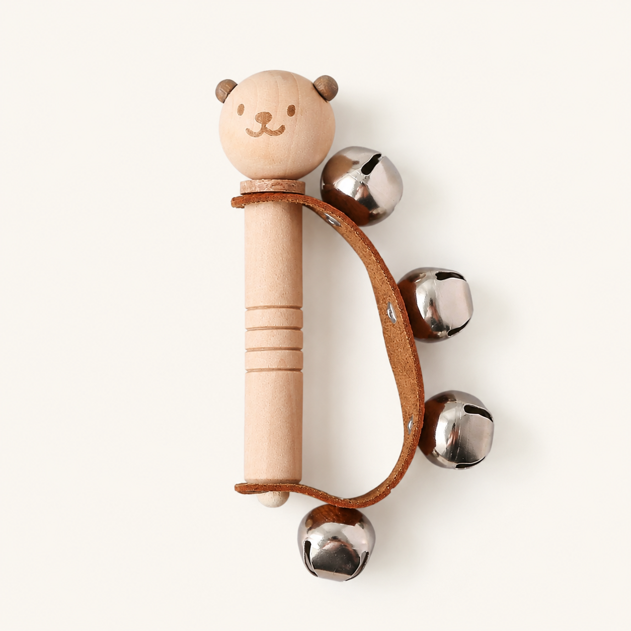 Wooden Bell Rattle Bear Design Musical Toy — view 2