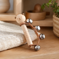Wooden Bell Rattle Bear Design Musical Toy — view 3