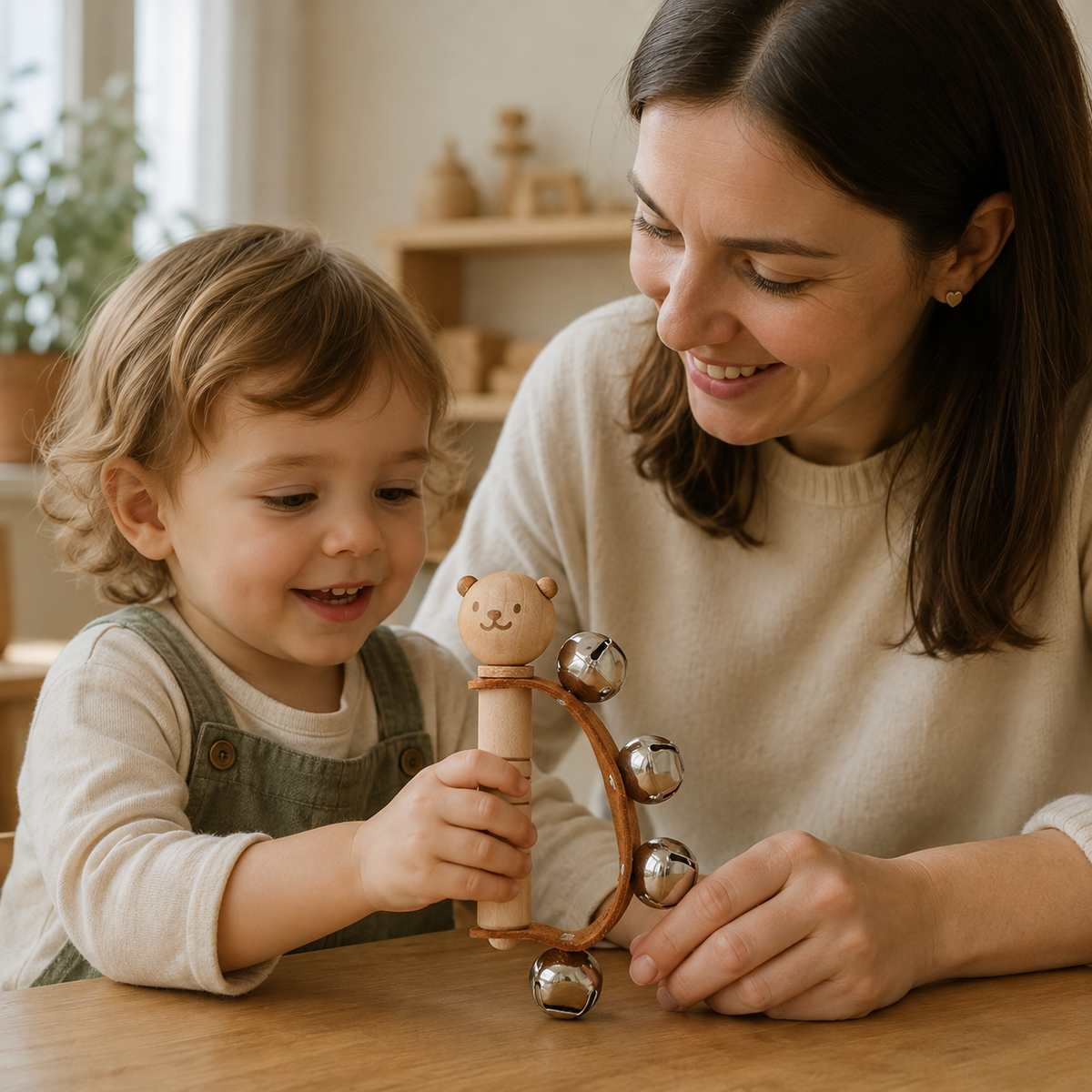 Wooden Bell Rattle Bear Design Musical Toy — view 4