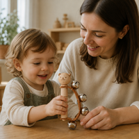 Wooden Bell Rattle Bear Design Musical Toy — view 4