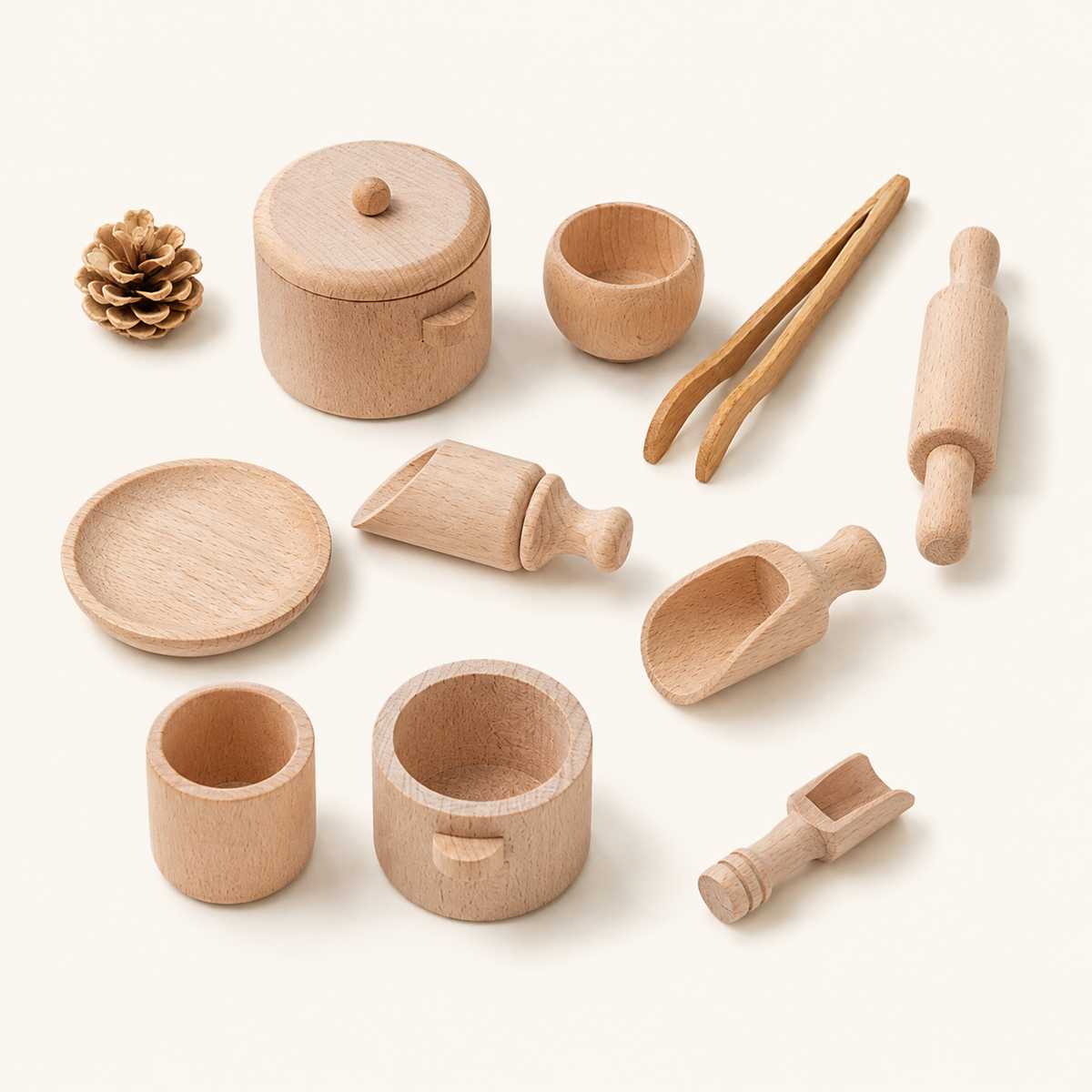 Wooden Kitchen Toy Set with Sensory Play Tray - image principale