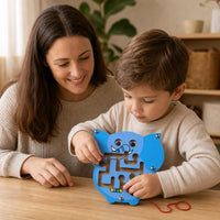 Child playing with the Wooden Maze Toy Elephant