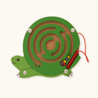 Wooden Maze Toy Turtle shown complete on a plain background