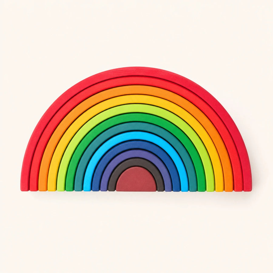 Wooden Rainbow Stacker - 12 Arches Large shown complete on a plain background
