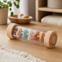 Wooden Rainstick Toy with Colorful Beads — view 3