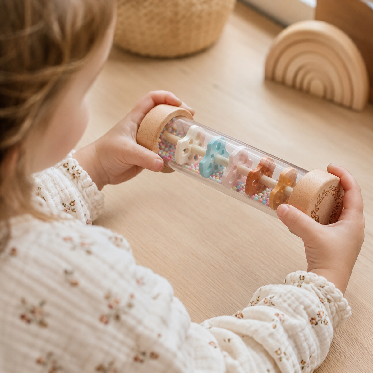 Wooden Rainstick Toy with Colorful Beads — view 5