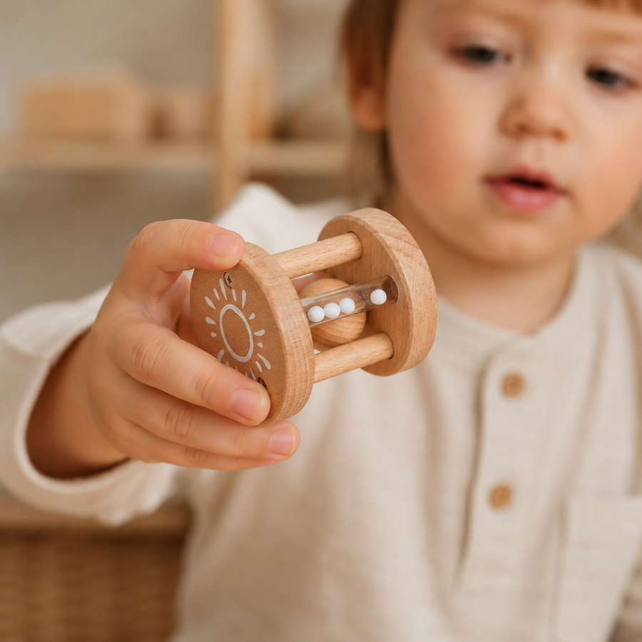 Wooden Rattle Roller Sun Music Toy — view 2
