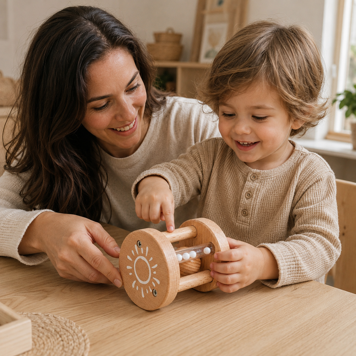 Wooden Rattle Roller Sun Music Toy — view 4