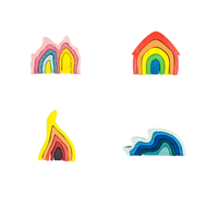 The stacking puzzle range shown in four colourways