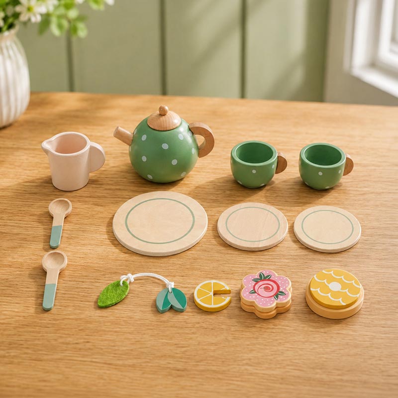 Wooden Tea Set 15-Piece Montessori Play — view 1