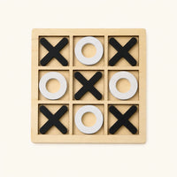 Wooden Tic Tac Toe Game for Kids shown complete on a plain background