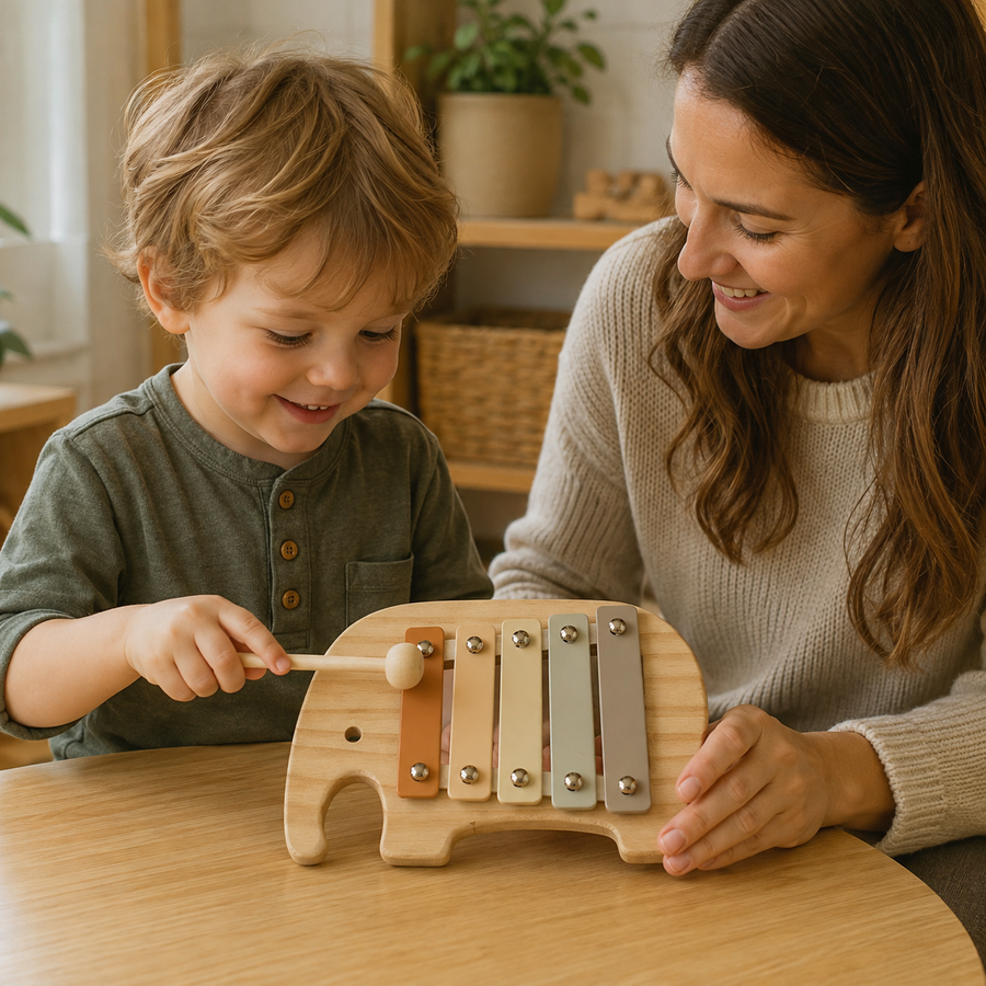 Wooden Xylophone Elephant Shape Music Toy - utilisation