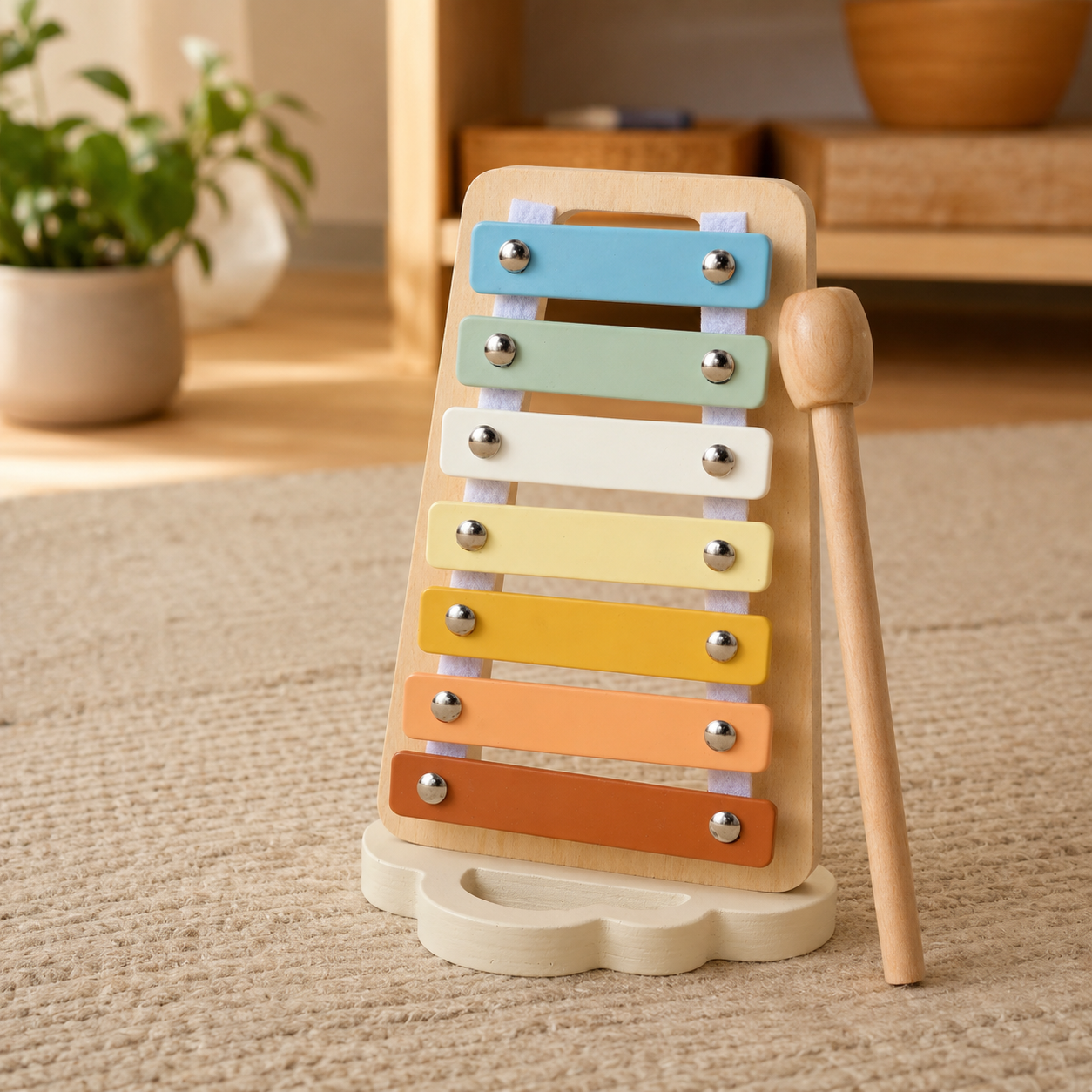 Wooden Xylophone Standing Musical Toy — view 3